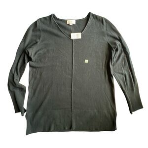 LOFT black cotton blend V-Neck sweater Sz L
